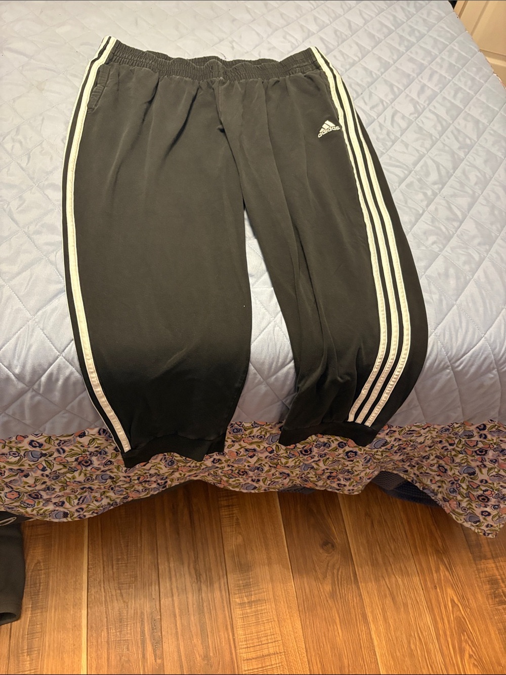 adidas Black Joggers with White Three-Stripes 3X